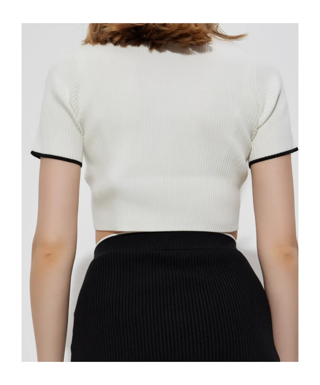 Cropped Ribbed T-Shirt