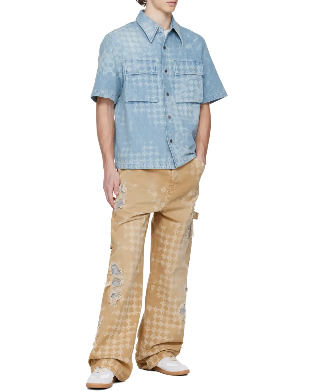 Distressed Straight-Leg Jeans