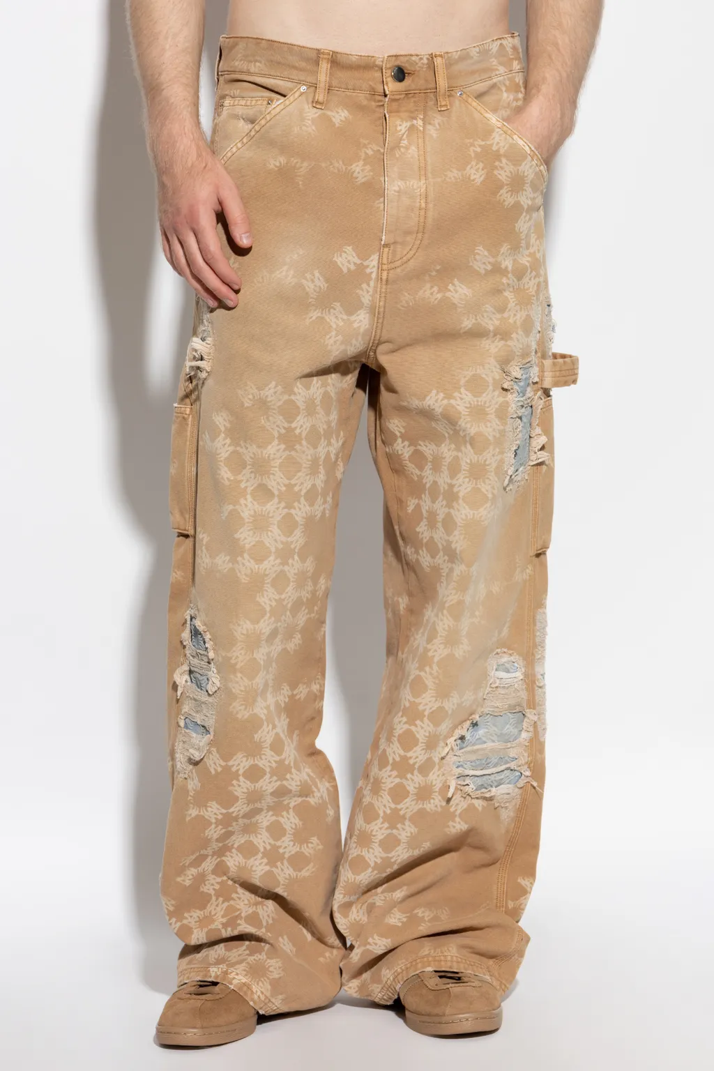 Distressed Straight-Leg Jeans