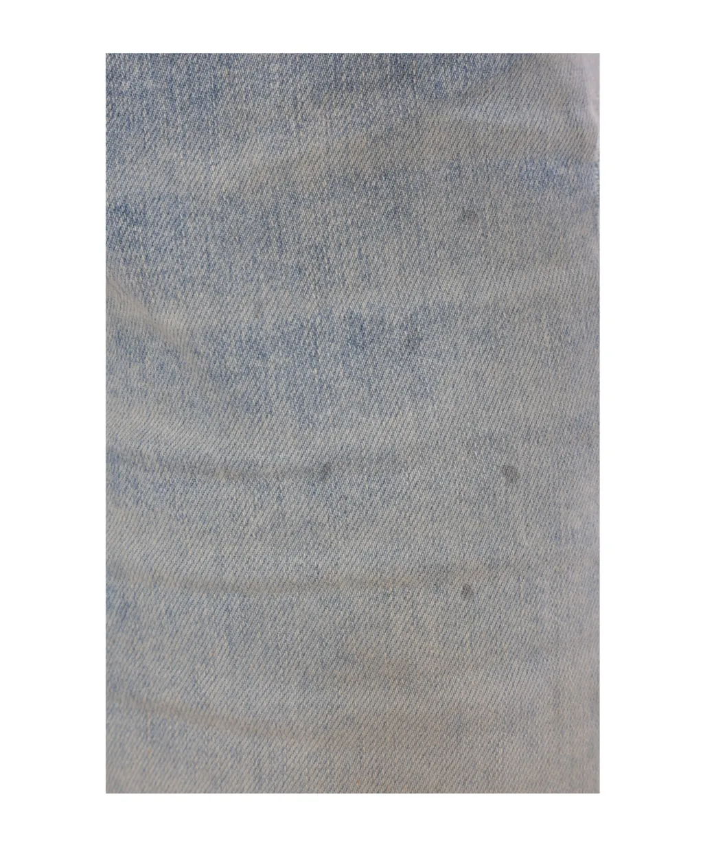 Distressed Logo Patch Straight-Leg Jeans