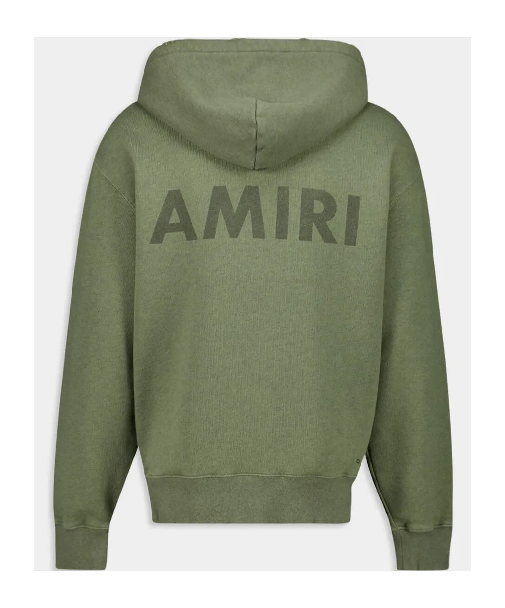 Logo-Detail Frayed-Hem Hoodie