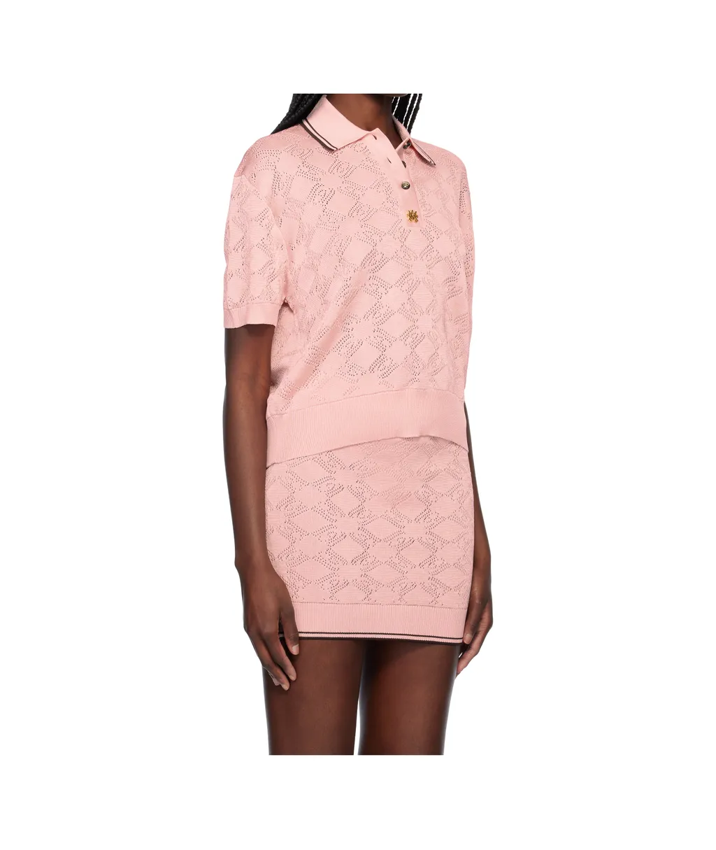 Open-Knit Viscose Polo Shirt