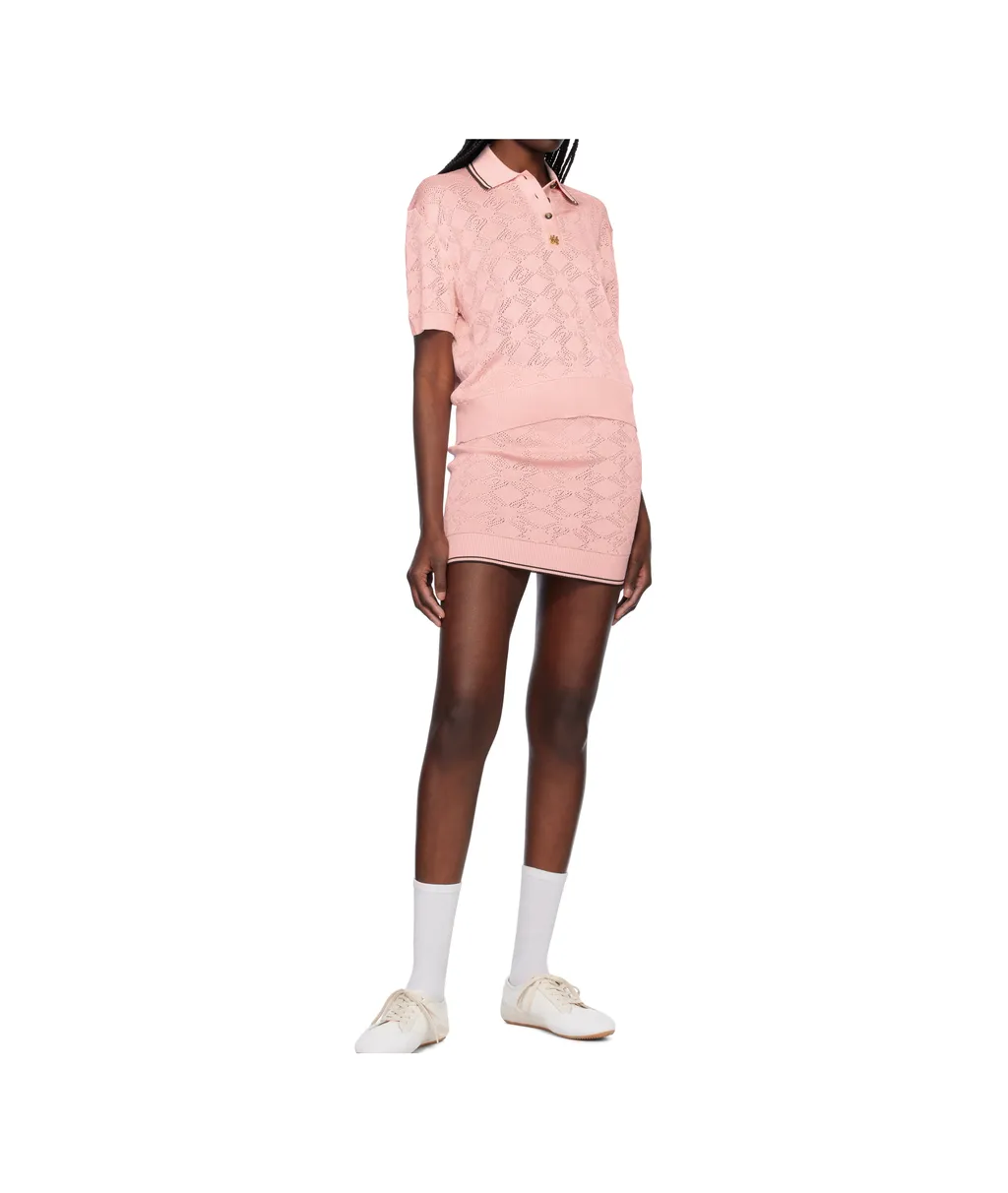 Open-Knit Viscose Polo Shirt