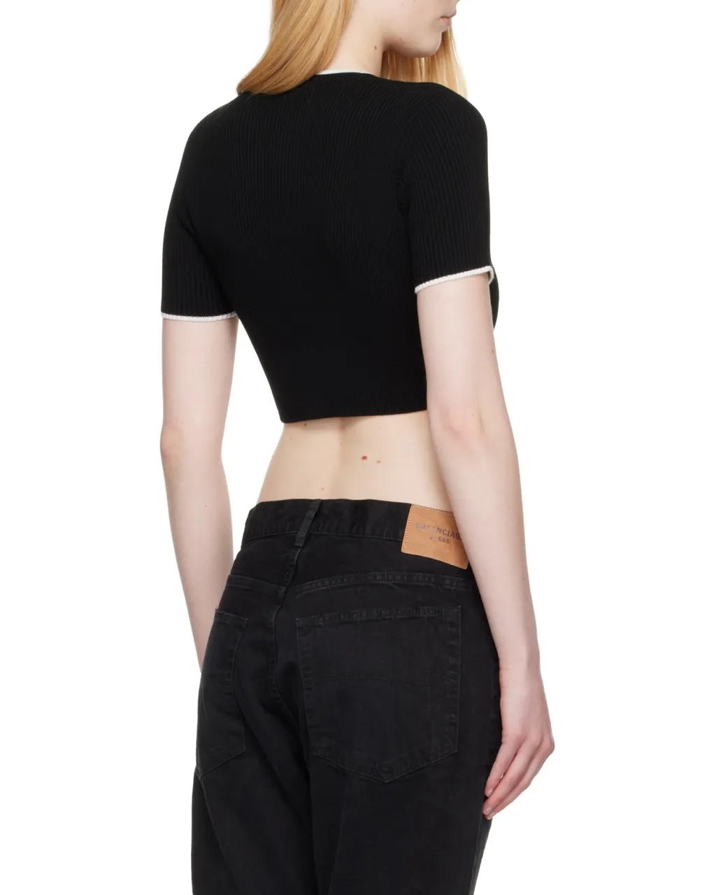 Ribbed Embroidered Logo Crop Top