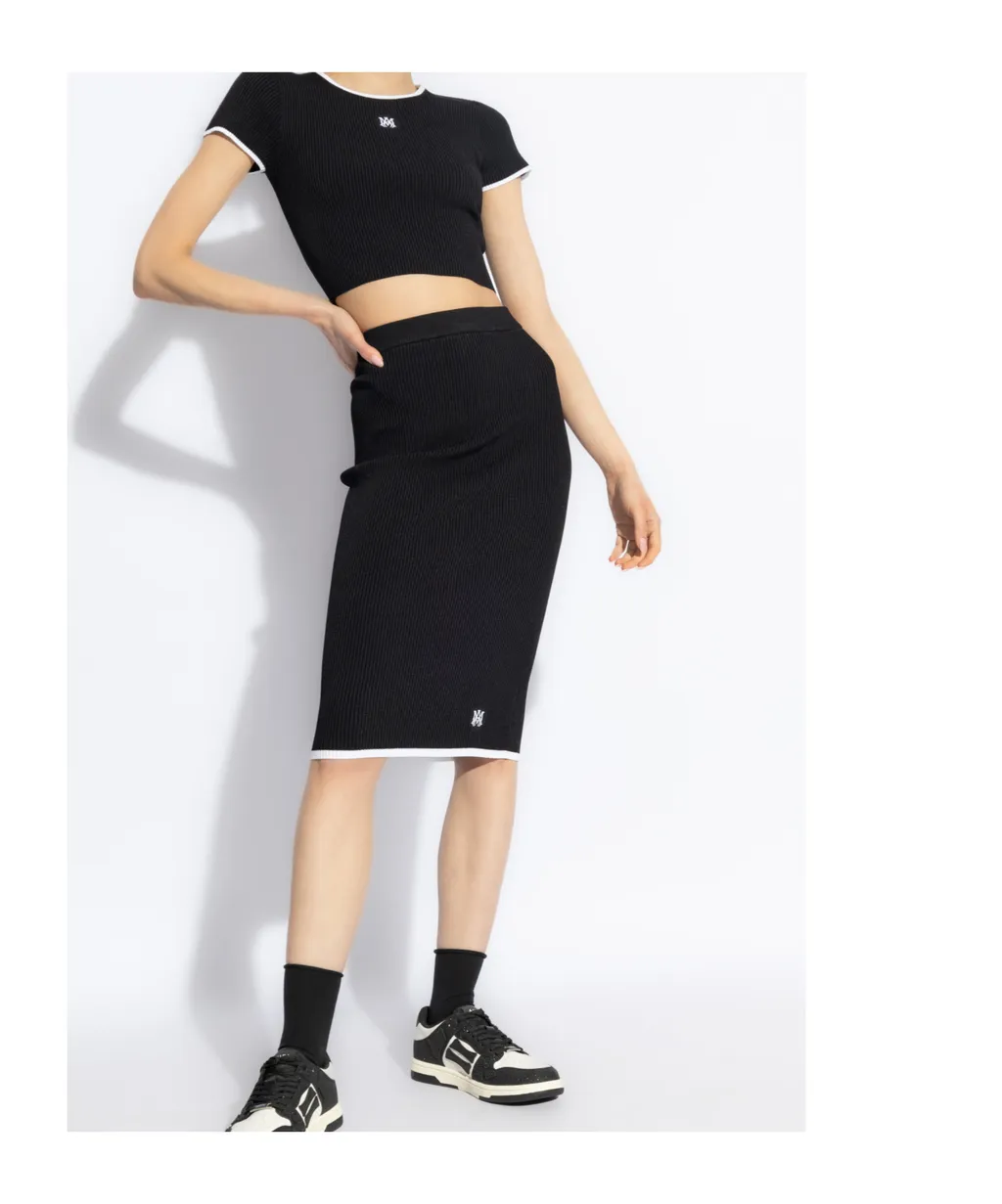 Ribbed Embroidered Logo Crop Top