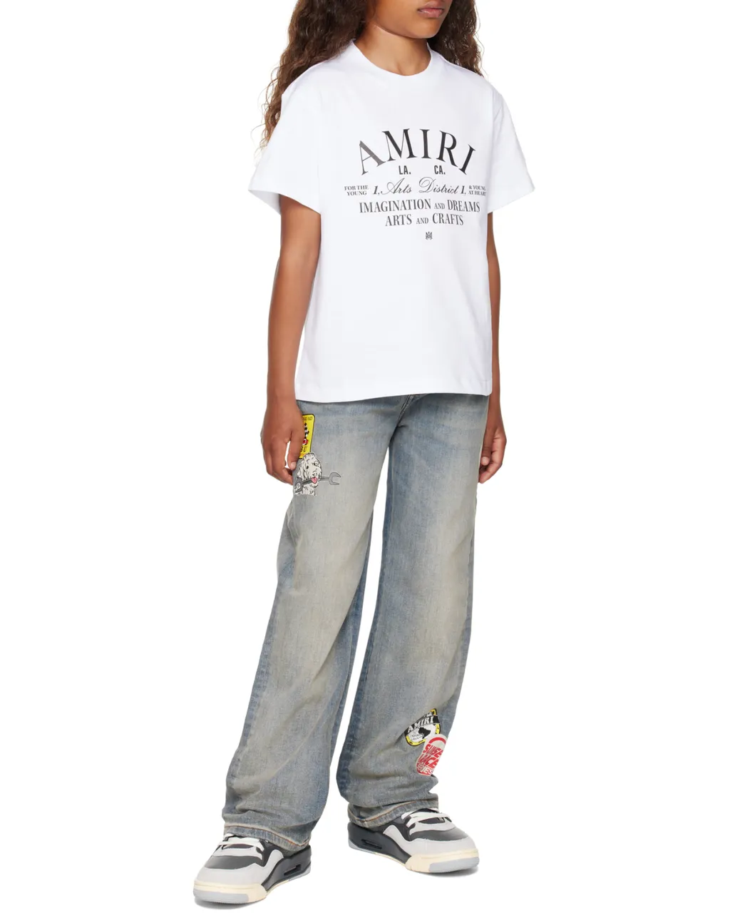 Patch-Embellished Wide-Leg Jeans