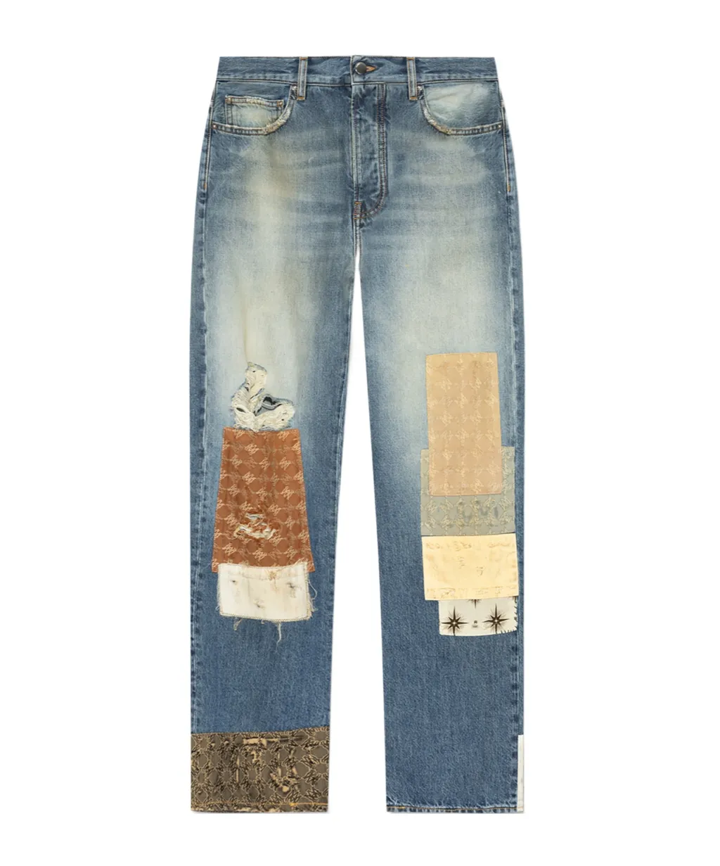 Vintage Effect Straight-Leg Jeans