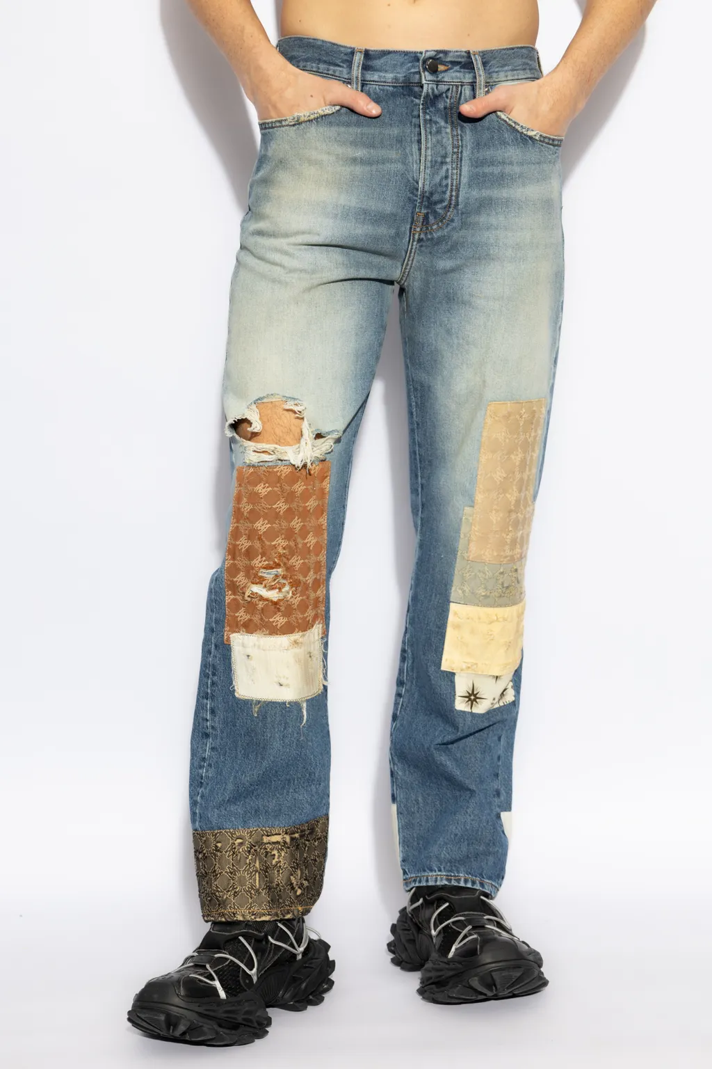 Vintage Effect Straight-Leg Jeans