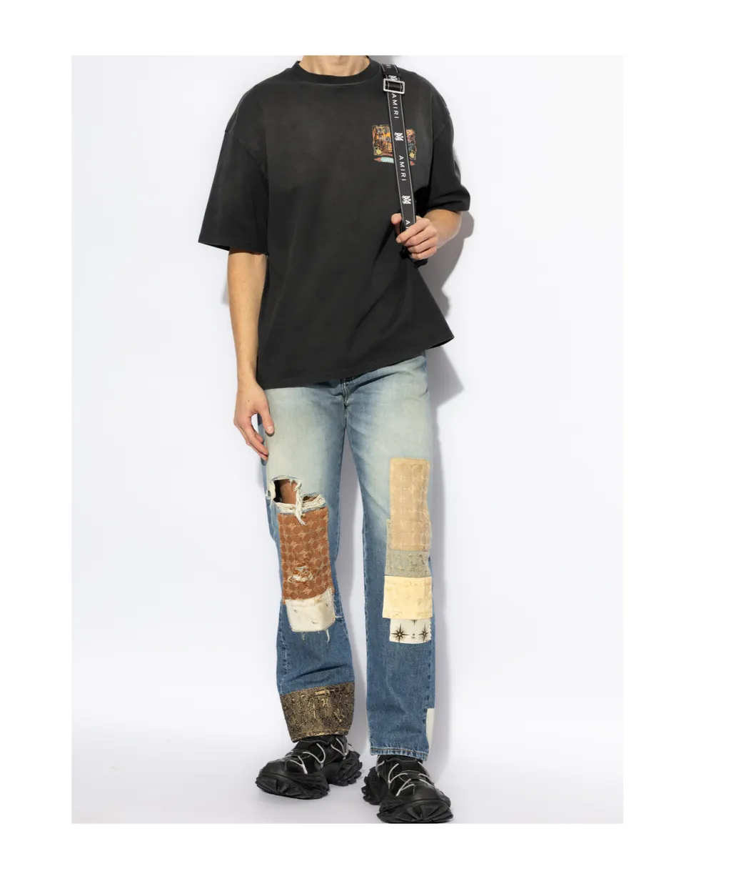 Vintage Effect Straight-Leg Jeans