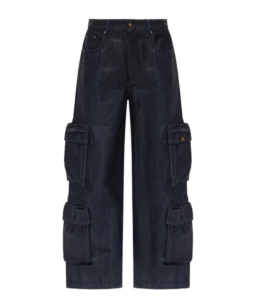 Waxed Baggy Cargo Jeans