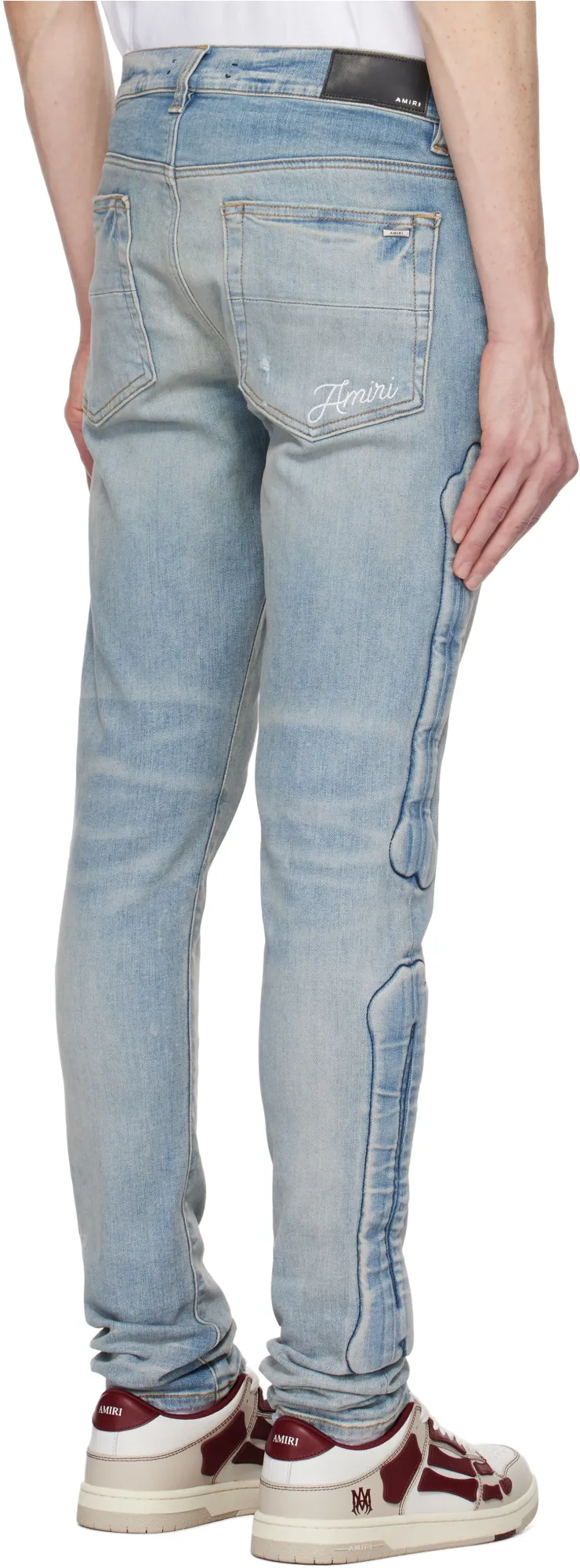 3D Bone Detailed Distressed Skinny Jeans
