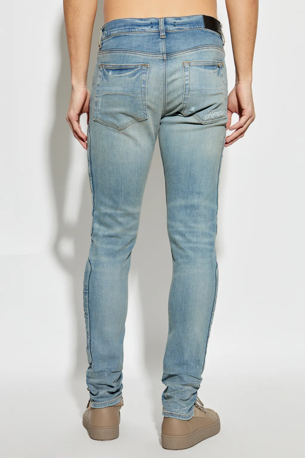 3D Bone Detailed Distressed Skinny Jeans