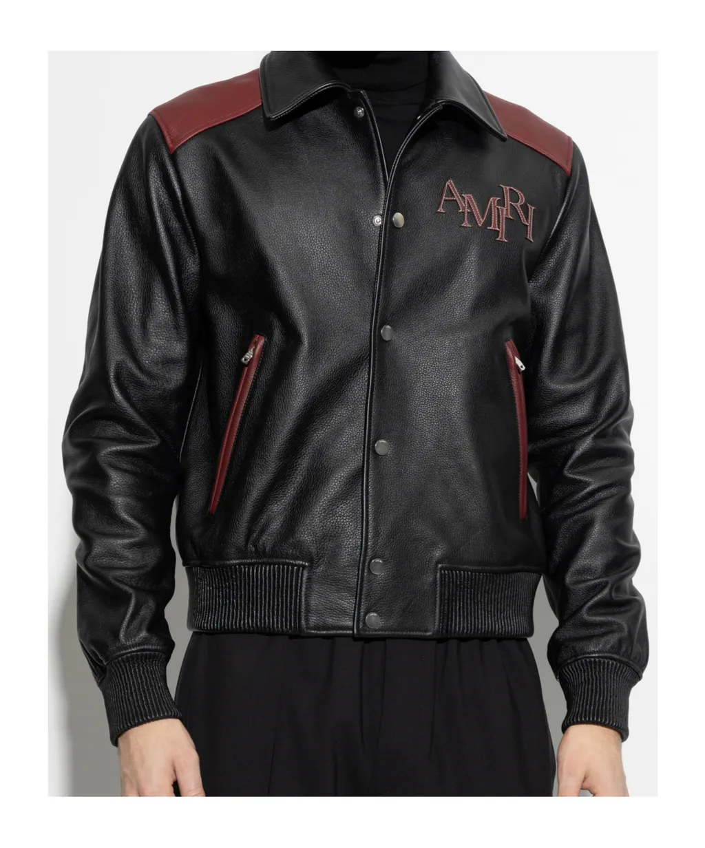Logo-Patch Leather Jacket