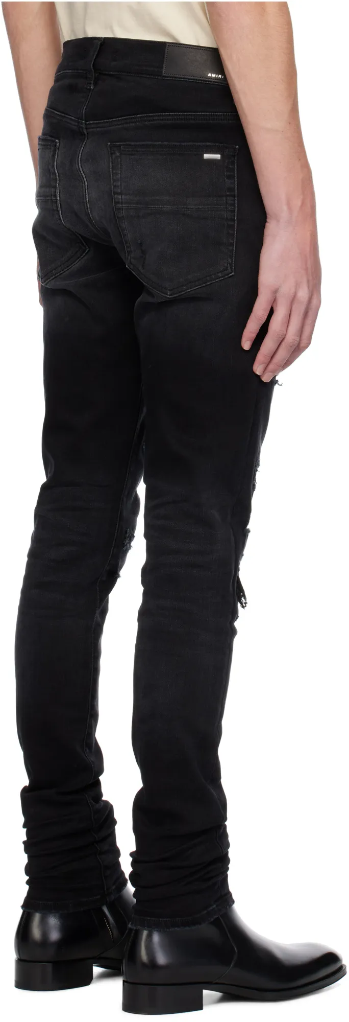 Distressed Bandana-Detail Jeans