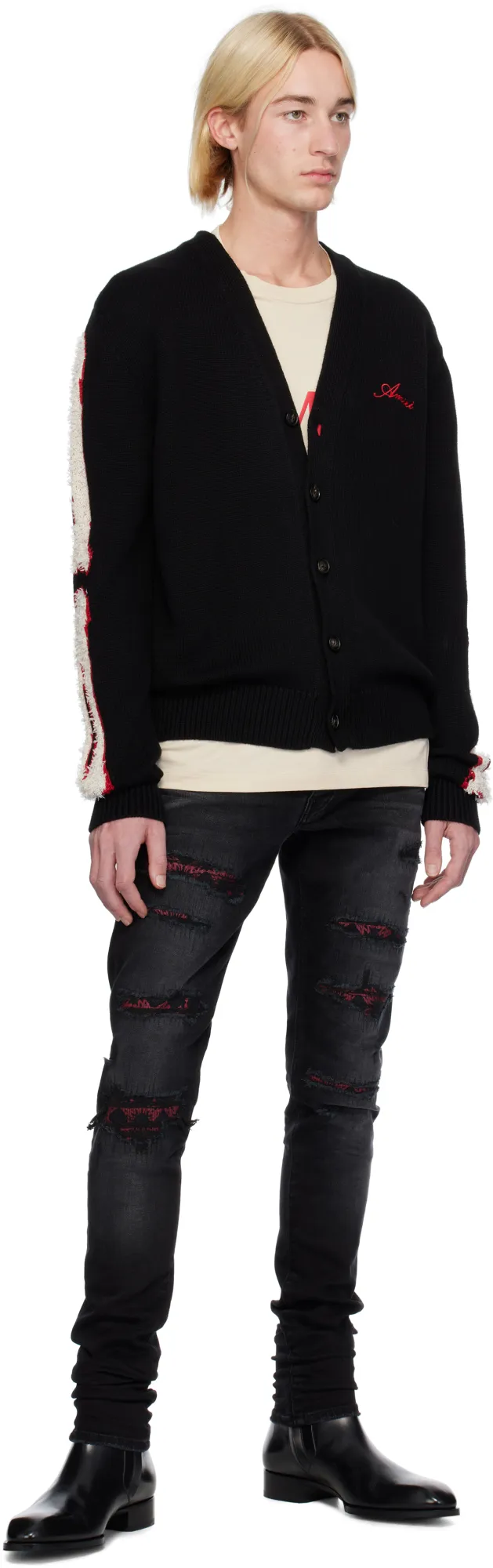 Distressed Bandana-Detail Jeans