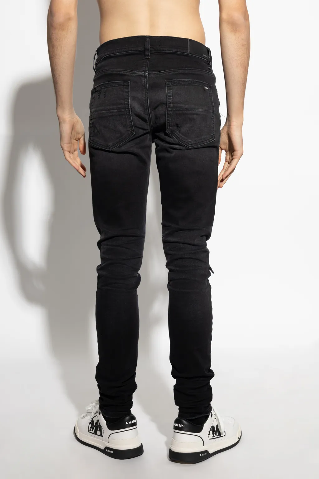 Distressed Bandana-Detail Jeans