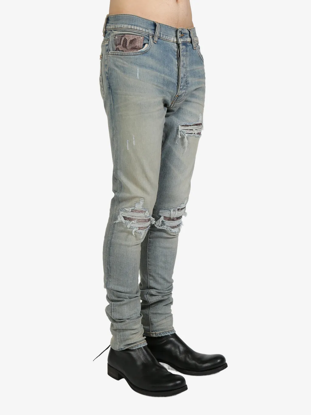 Leather-Trimmed Jeans