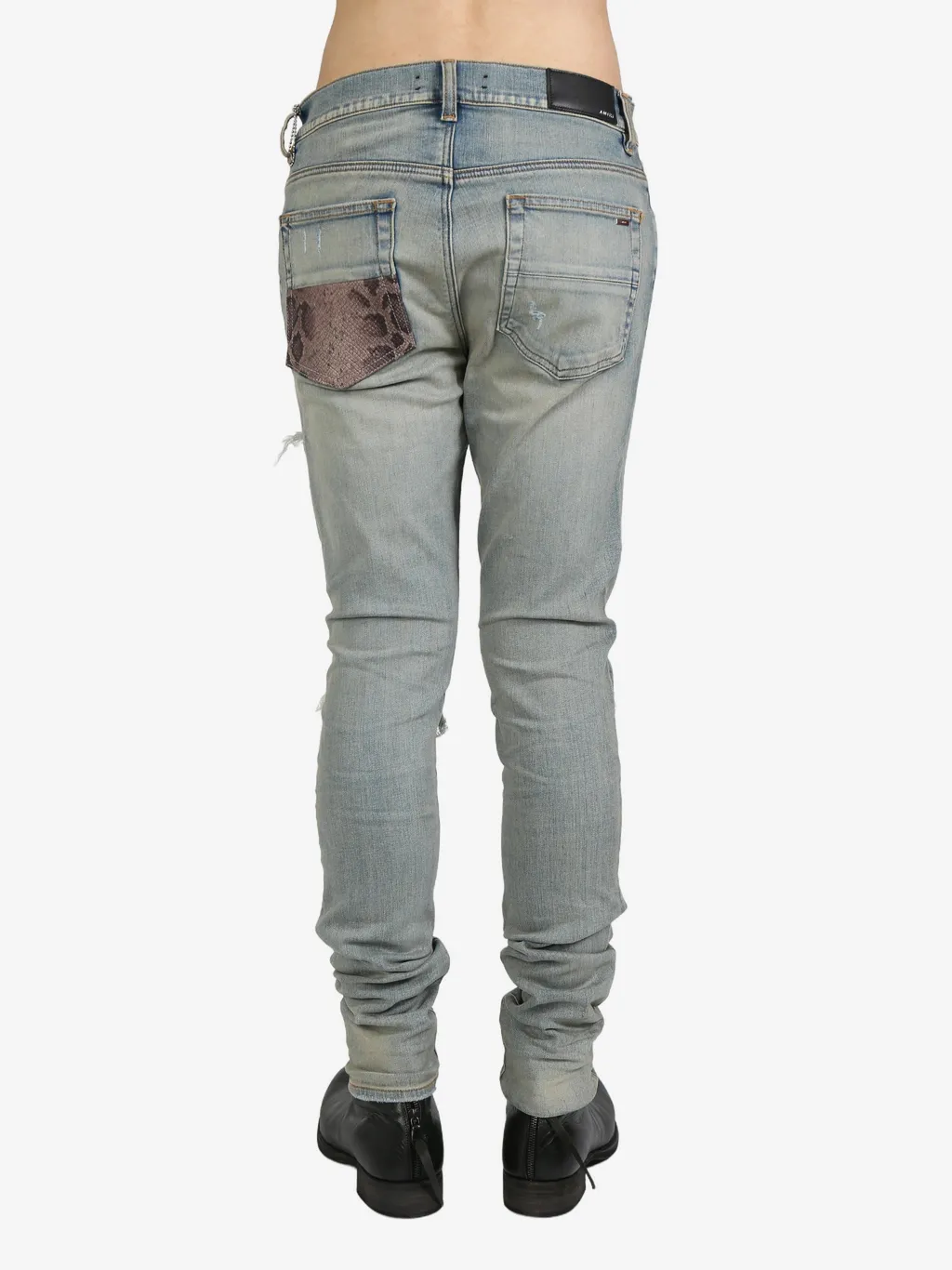 Leather-Trimmed Jeans