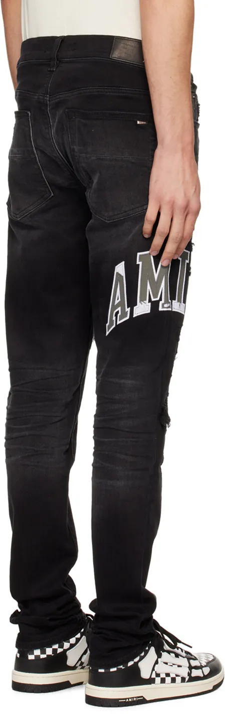 Logo Patch Distressed Skinny Jeans