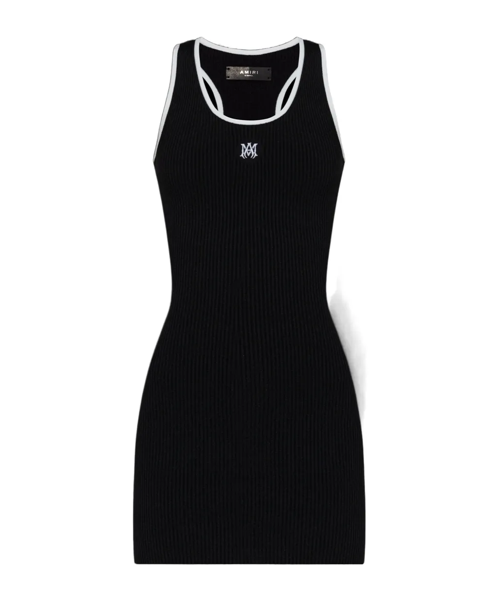 Ribbed-Knit Minidress With Contrasting Trim