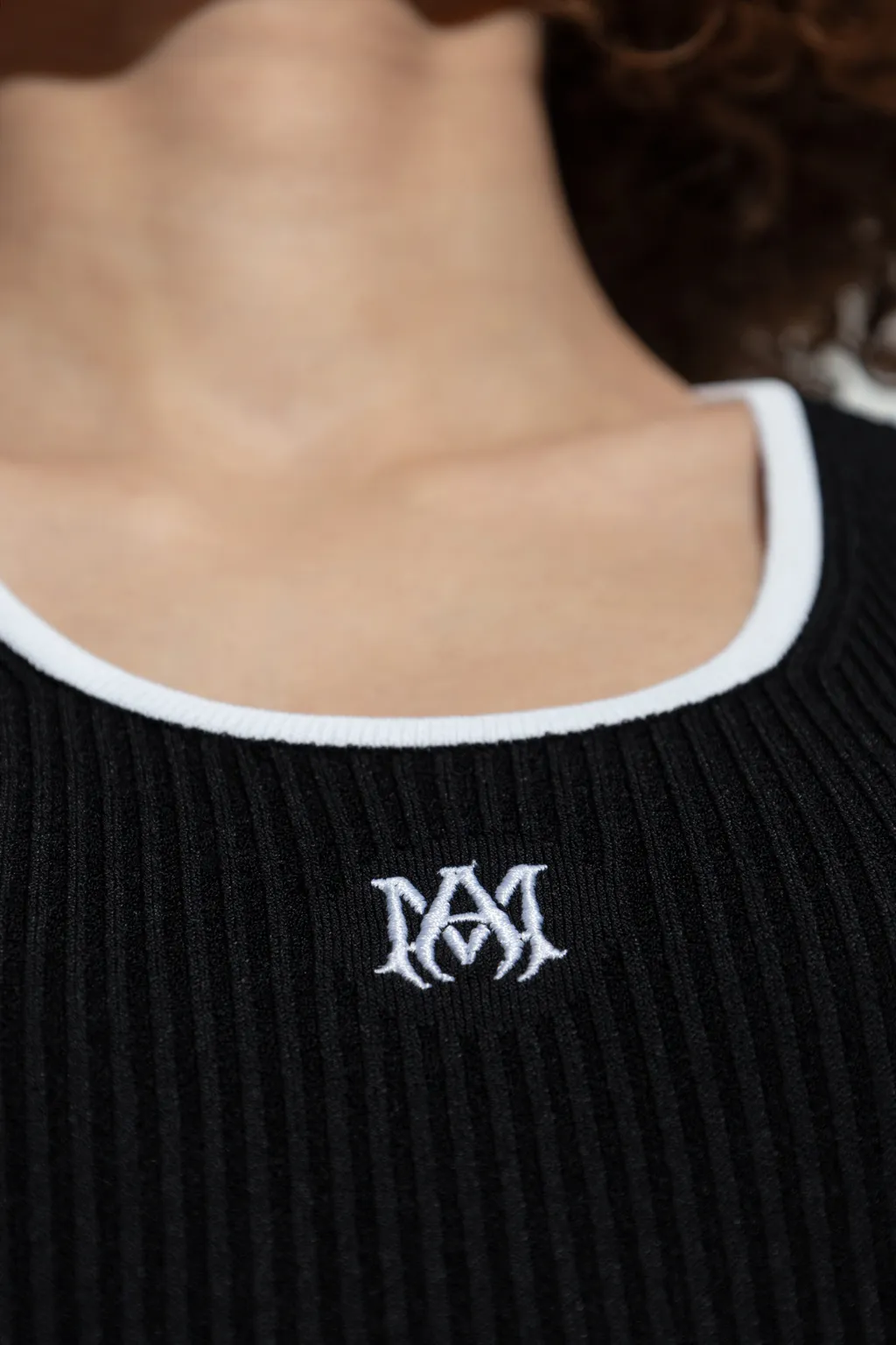 Ribbed-Knit Minidress With Contrasting Trim