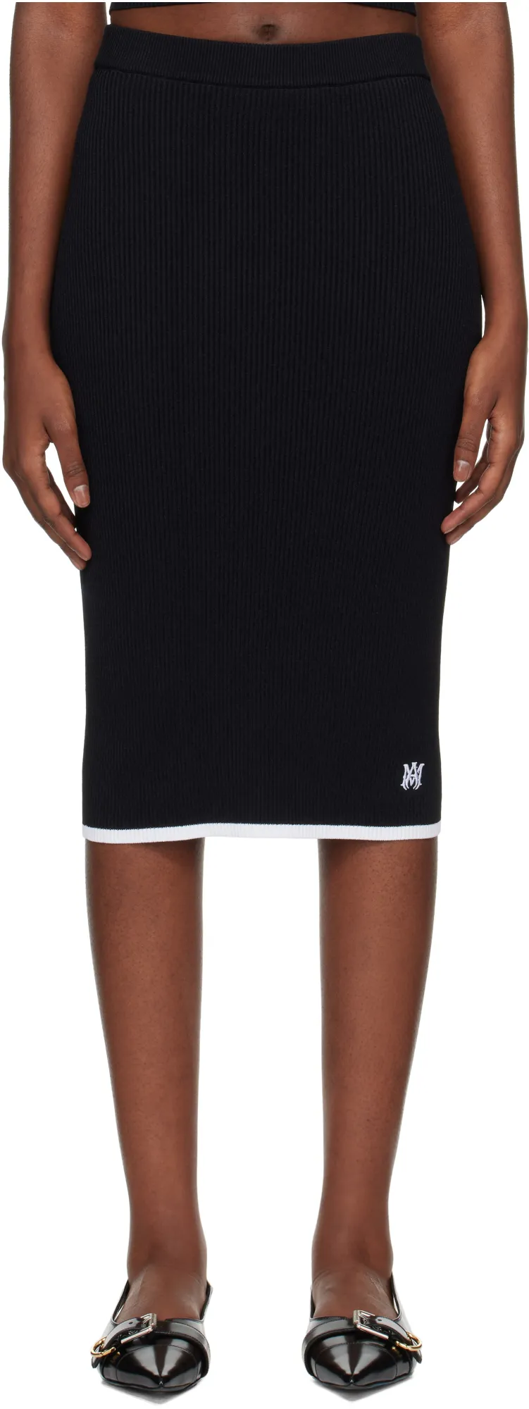 Ma Logo-Embroidered Midi Skirt