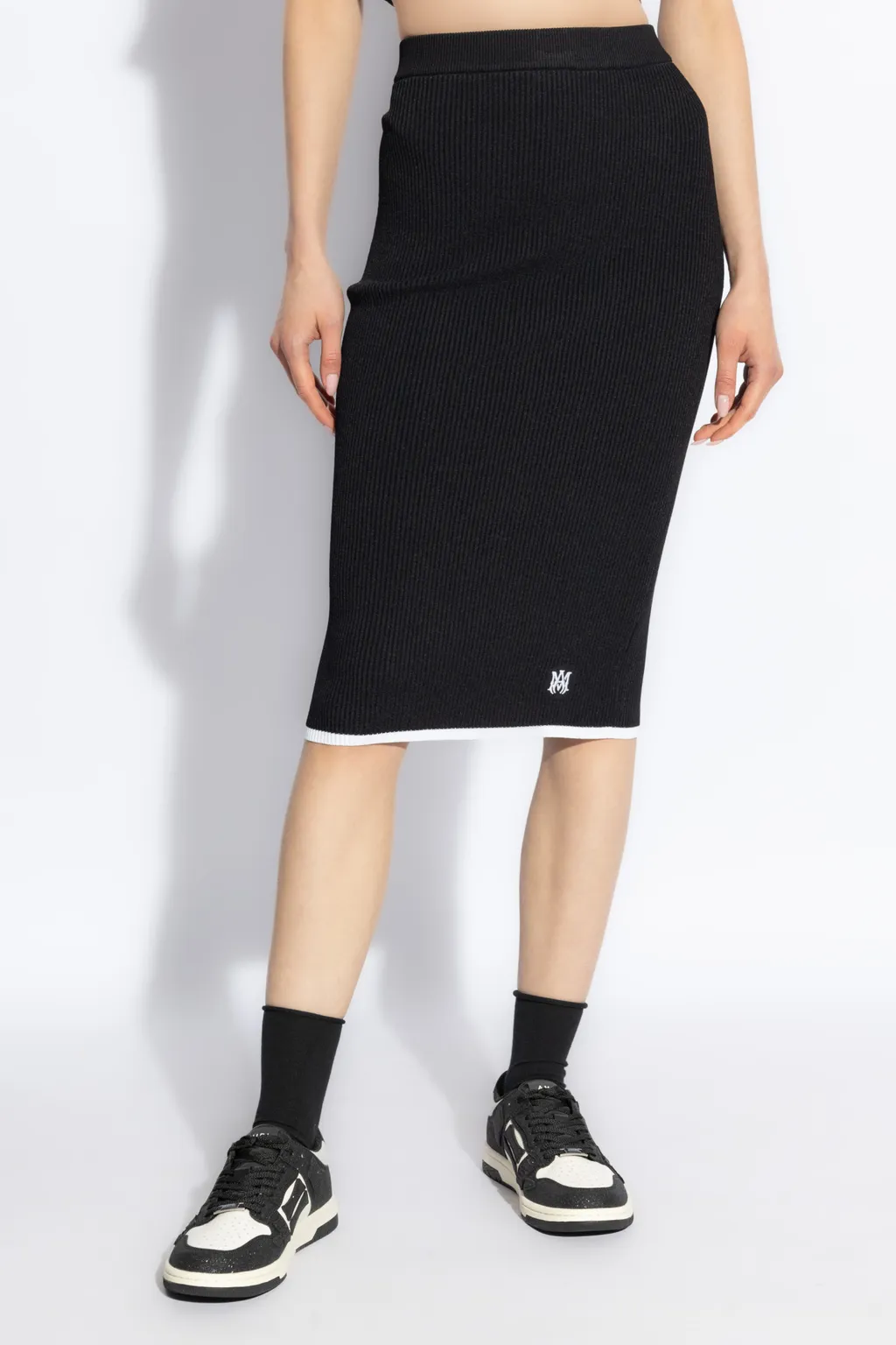 Ma Logo-Embroidered Midi Skirt
