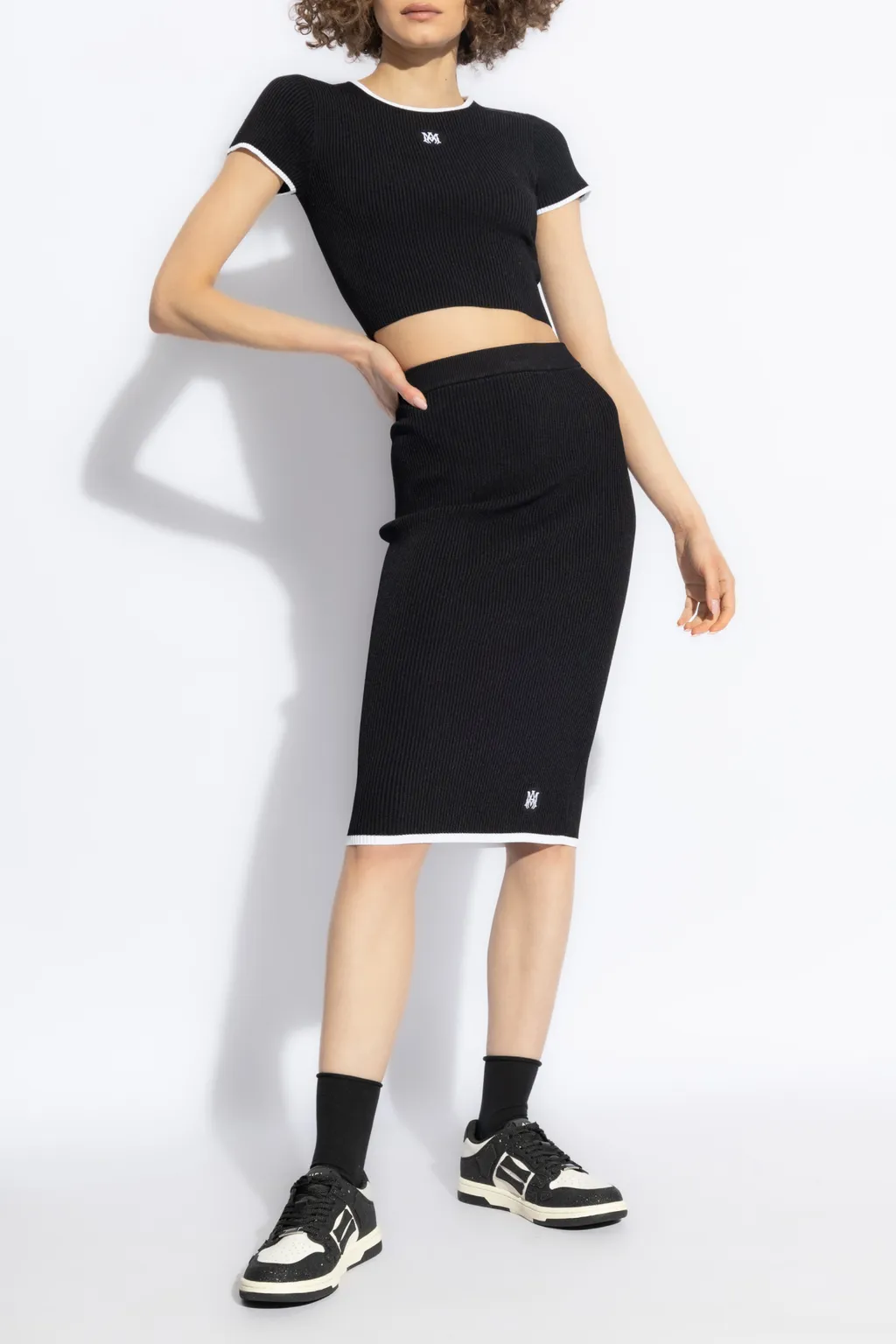 Ma Logo-Embroidered Midi Skirt