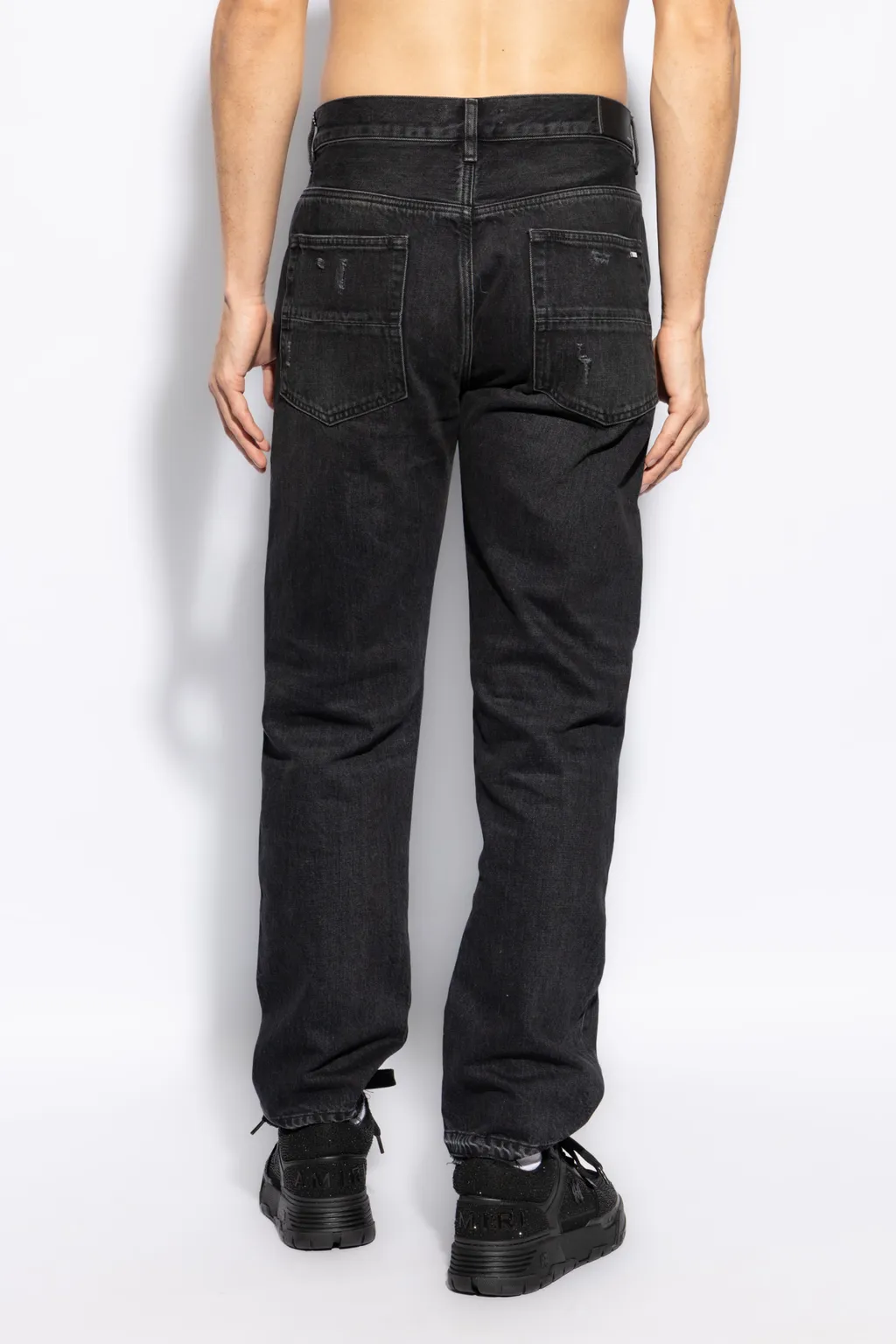 Vintage Effect Distressed Straight-Leg Jeans