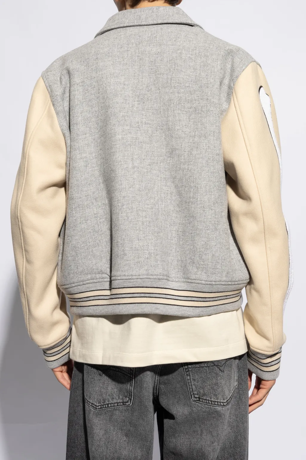 Contrasting-Sleeve Bomber Jacket