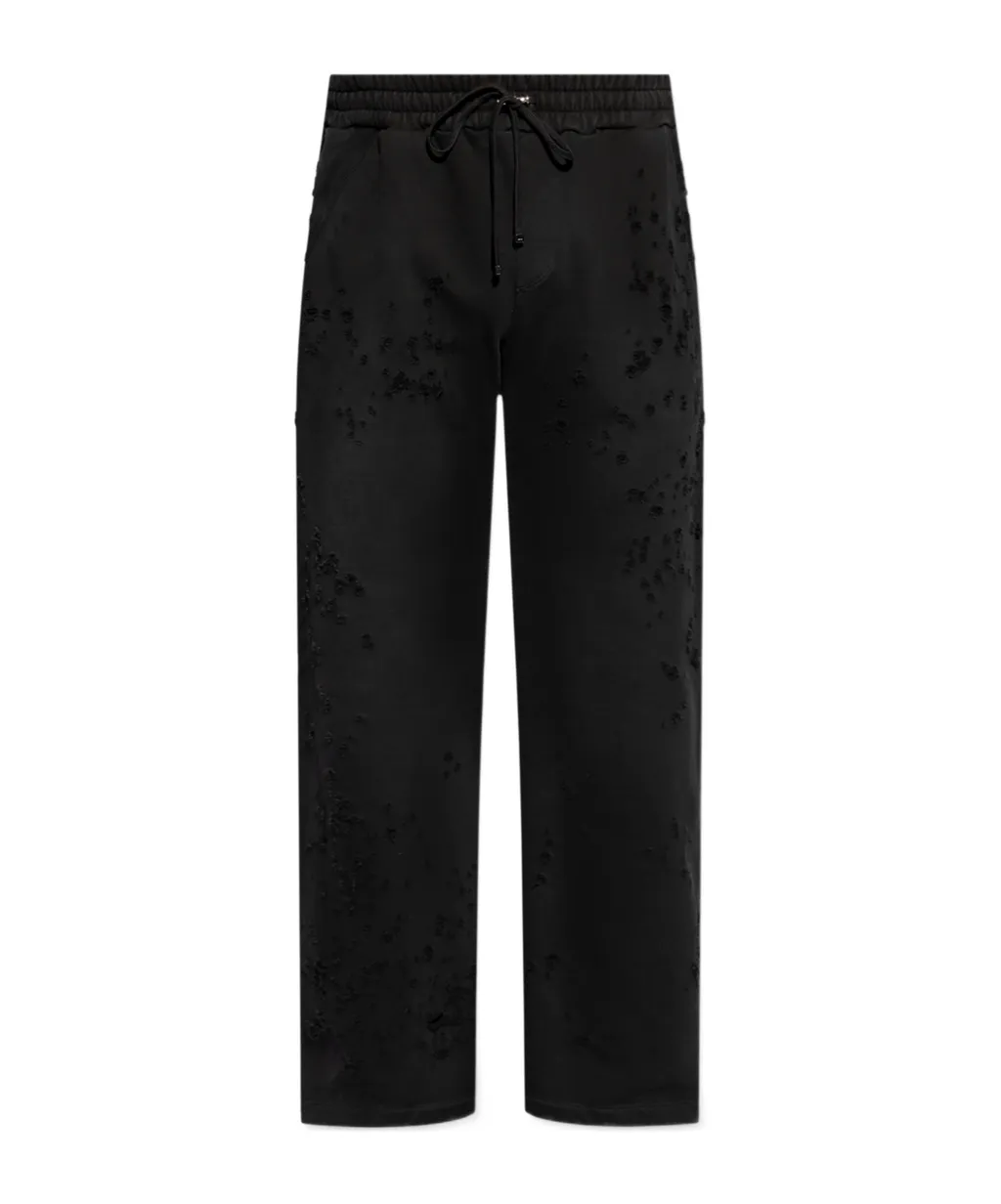 Distressed Finish Straight-Legged Jogging Trousers