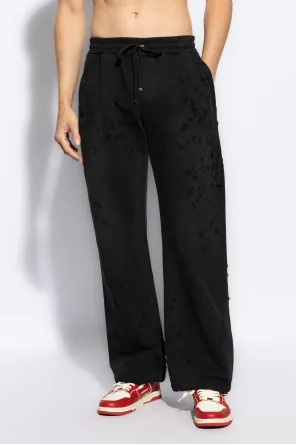 Distressed Finish Straight-Legged Jogging Trousers