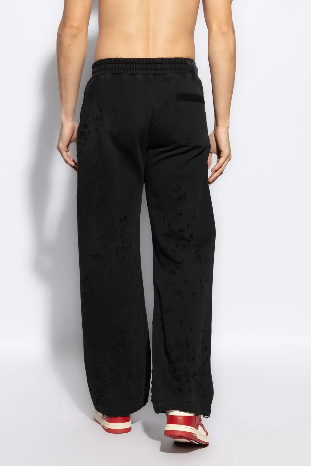 Distressed Finish Straight-Legged Jogging Trousers