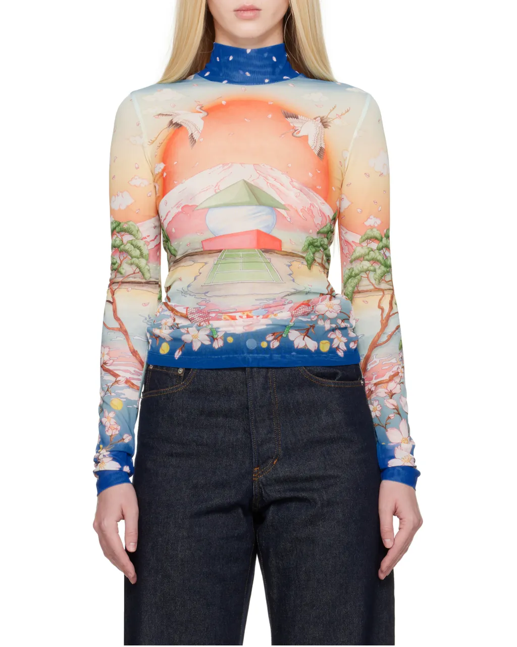 Long-Sleeved High-Neck Top