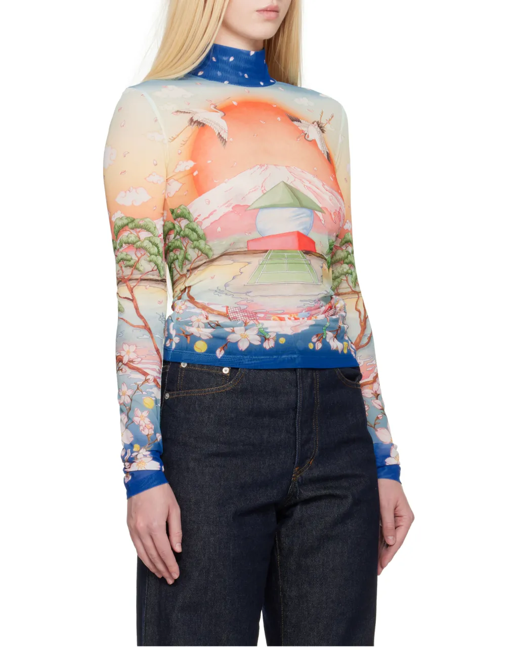 Long-Sleeved High-Neck Top