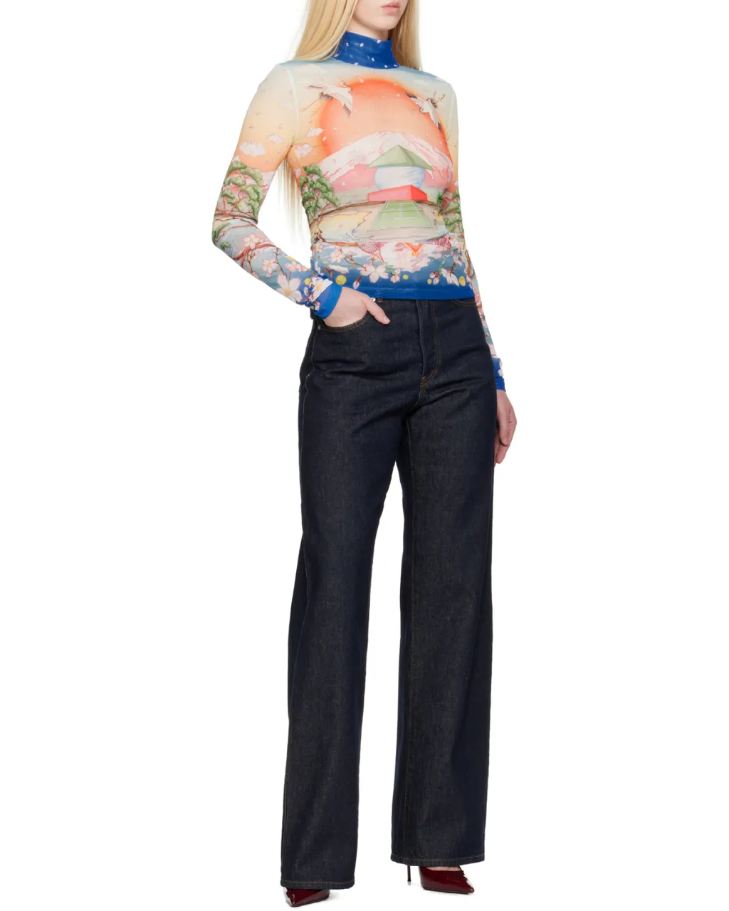 Long-Sleeved High-Neck Top