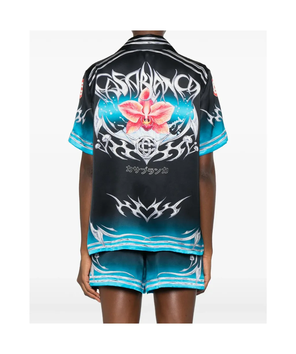 Orchid-Print Silk Shirt