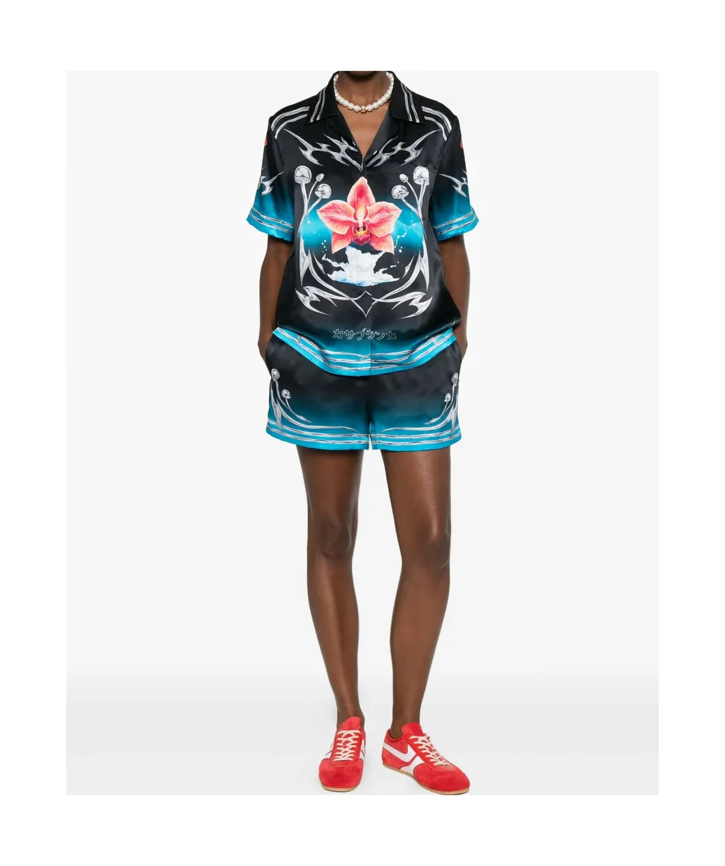 Orchid-Print Silk Shirt
