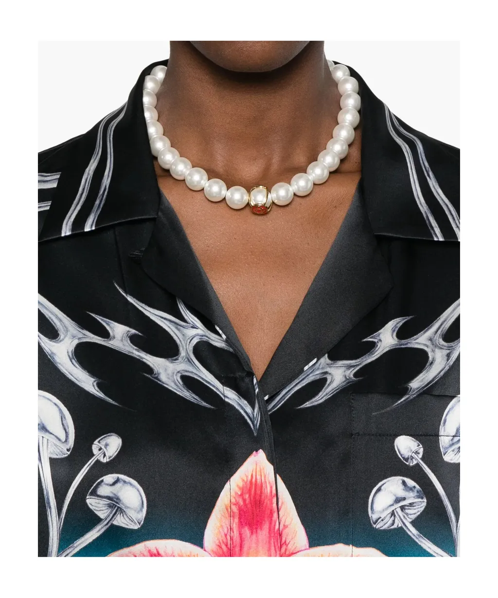 Orchid-Print Silk Shirt
