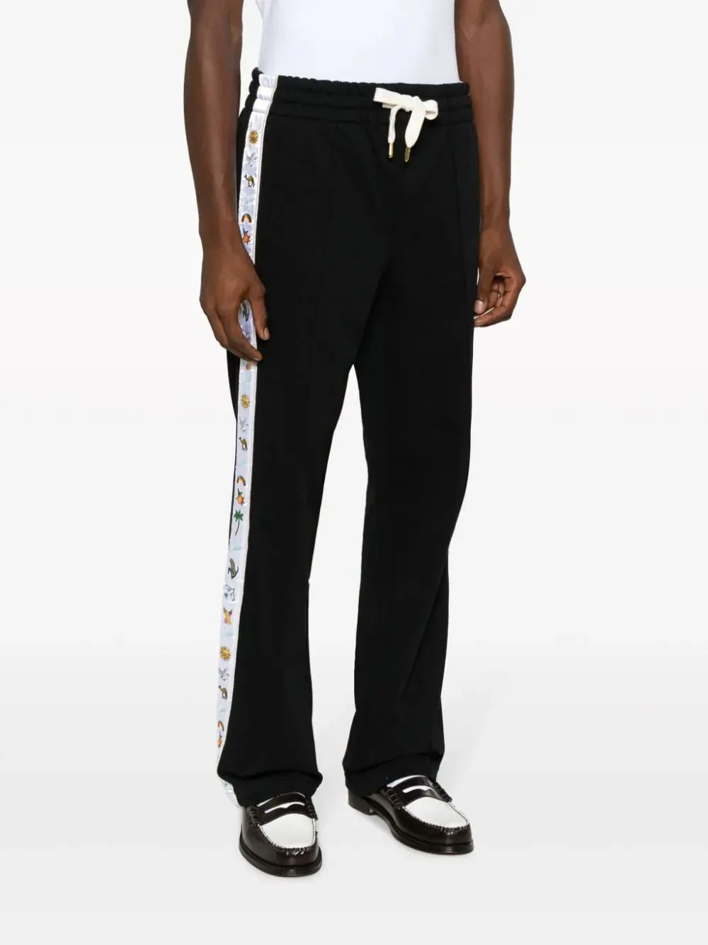 Embroidered Cotton Track Pants
