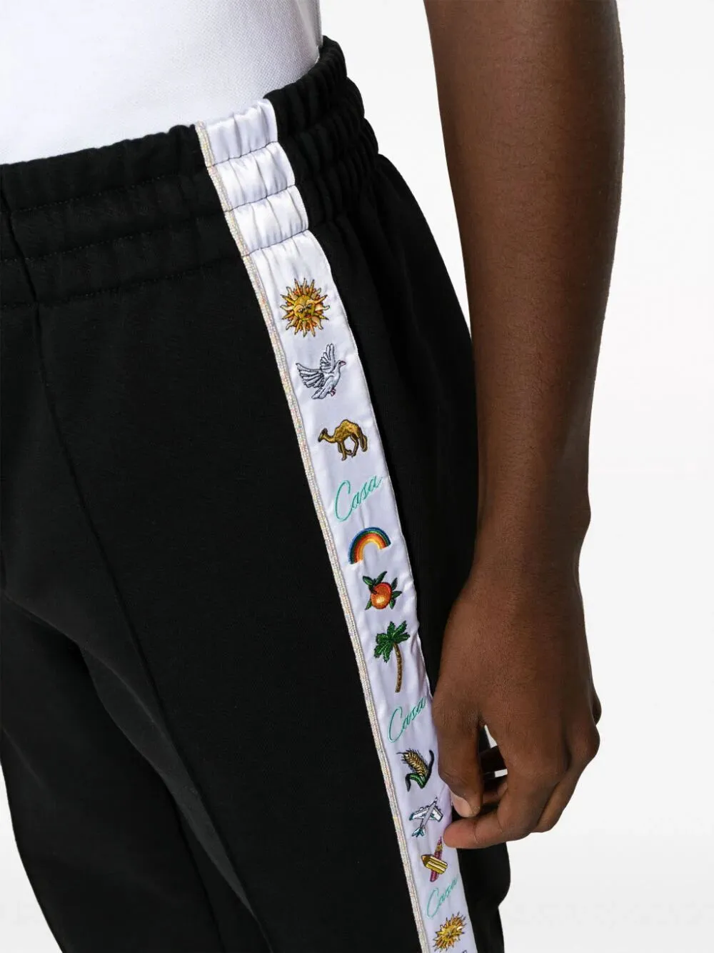 Embroidered Cotton Track Pants