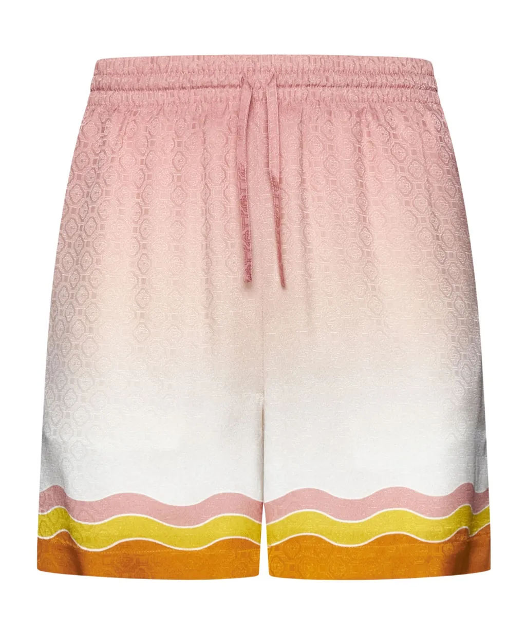 Gradient-Effect Drawstring Silk Shorts