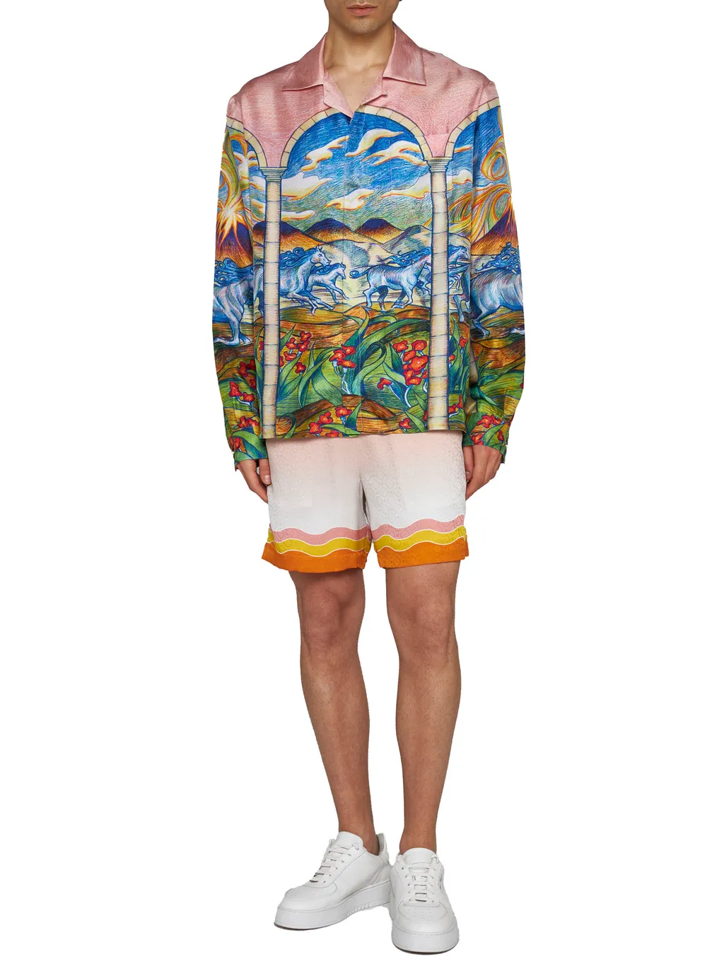 Gradient-Effect Drawstring Silk Shorts