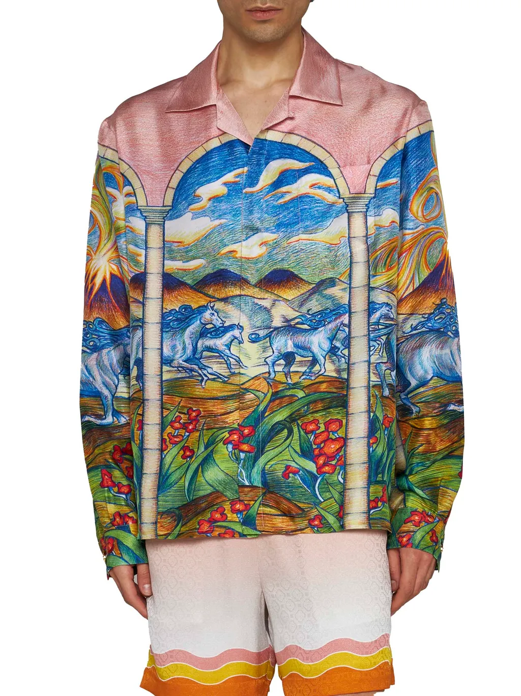 Gradient-Effect Drawstring Silk Shorts