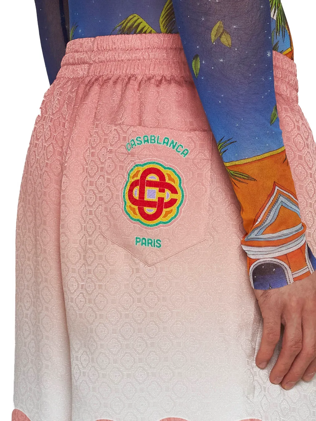 Gradient-Effect Drawstring Silk Shorts