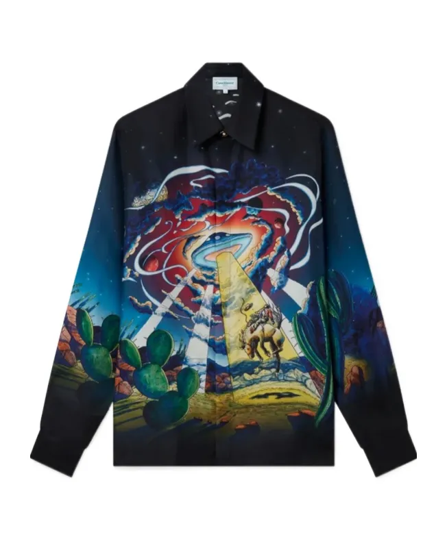 Cowboy De L'espace Graphic-Print Silk Shirt