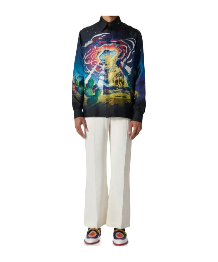 Cowboy De L'espace Graphic-Print Silk Shirt