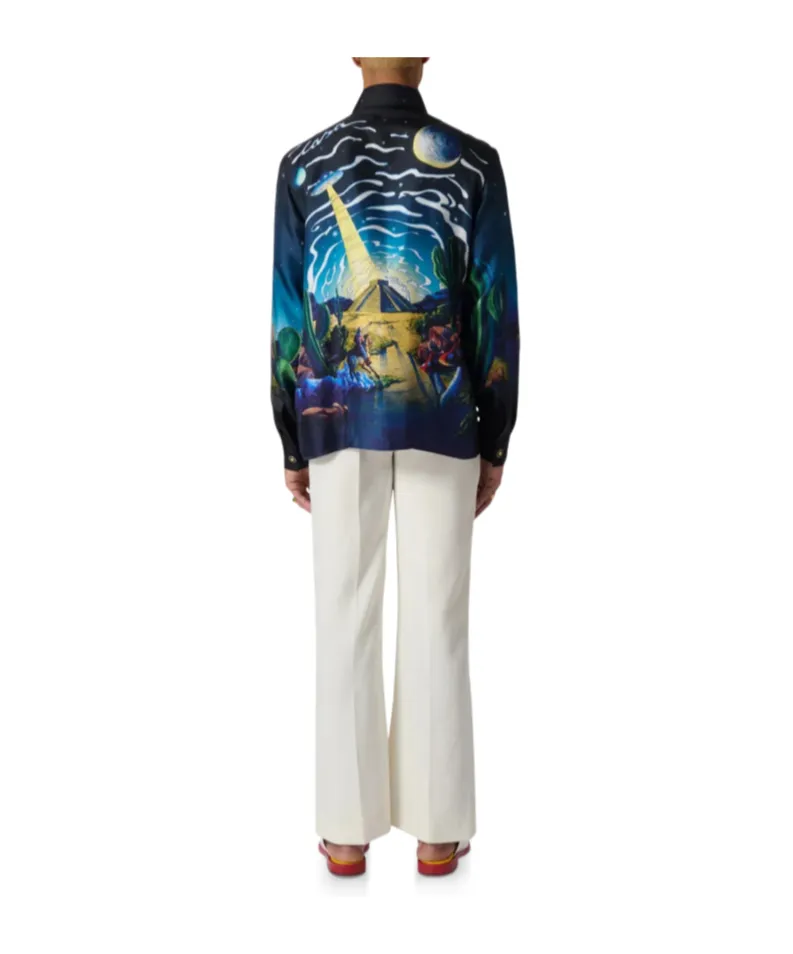 Cowboy De L'espace Graphic-Print Silk Shirt