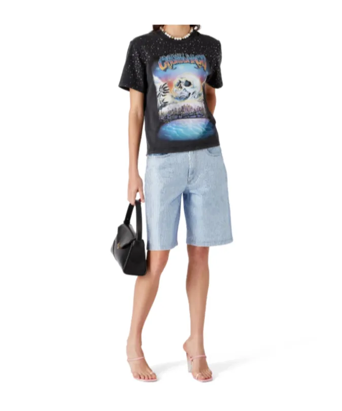Crystal Embellished Denim Shorts