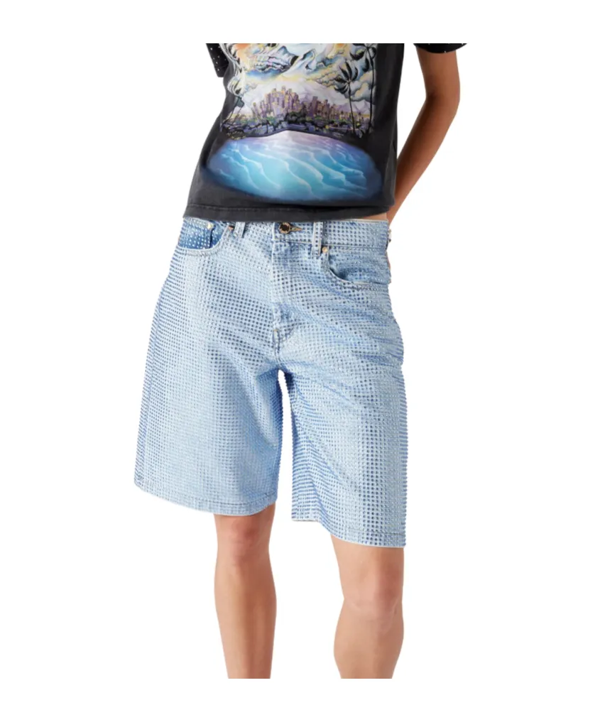 Crystal Embellished Denim Shorts